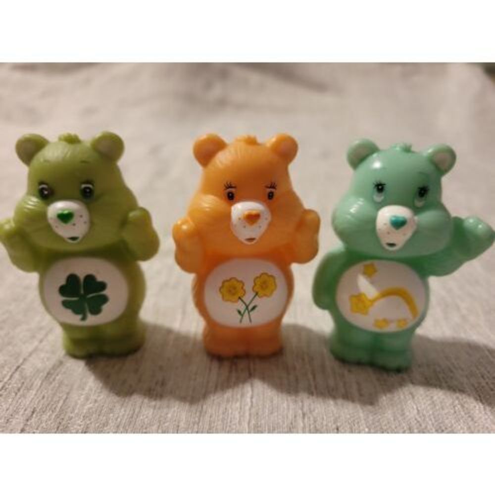 Vintage Care Bears Lot of 3 Figurines Set Figures 2.5 inches tall Cupcake topper